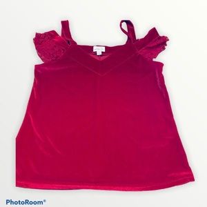 ✨NY&Co Velvet Cold Shoulder Top Small